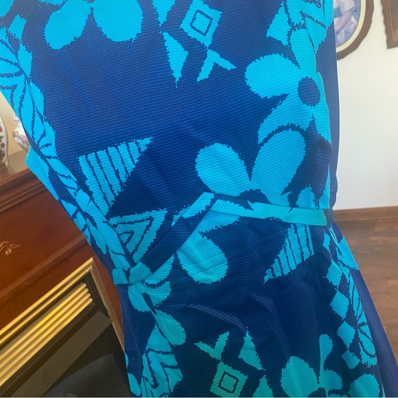 Vintage Sears Hawaiian Fashions • Blue Tropical Floral Maxi Dress • Size 16 - Picture 3 of 8